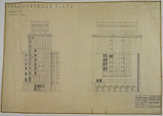 Zeichnung von Hermann Henselmann, Bleistift auf Transparentpapier, 86 x 120 cm