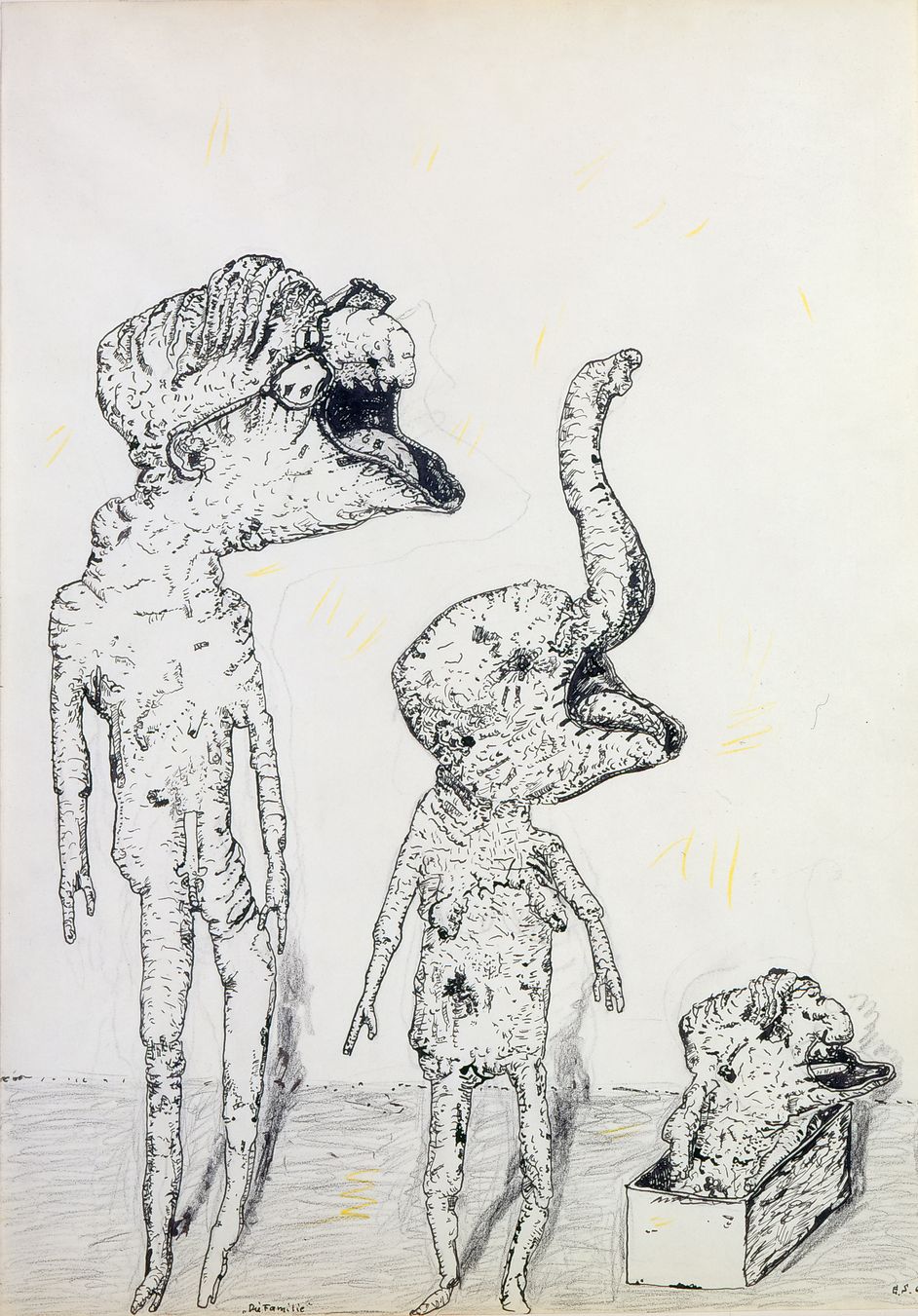 Zeichnung von Eugen Schönebeck, Tuschfeder, Kreide und Bleistift auf Papier, 60,9 x 43 cm