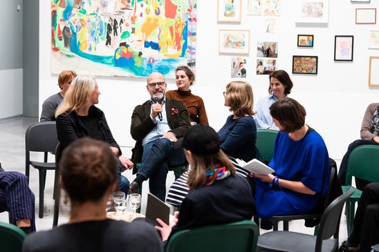 The Art Educator's Talk am 17.10.19 in 207m², Moderation: Gila Kolb und Konstanze Schütze, Gäste: Christiane Hamacher, Paula Marie Kanefendt und Marie Newid, © Foto: Harry Schnitger