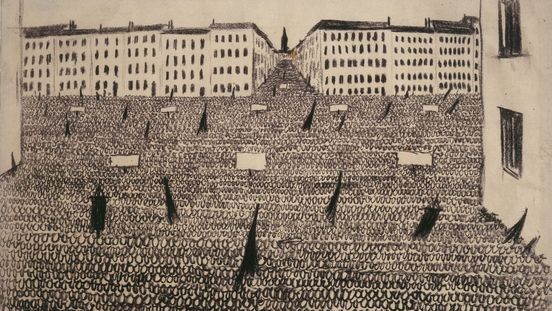 Werner Heldt, Meeting (Aufmarsch der Nullen), 1933-1935