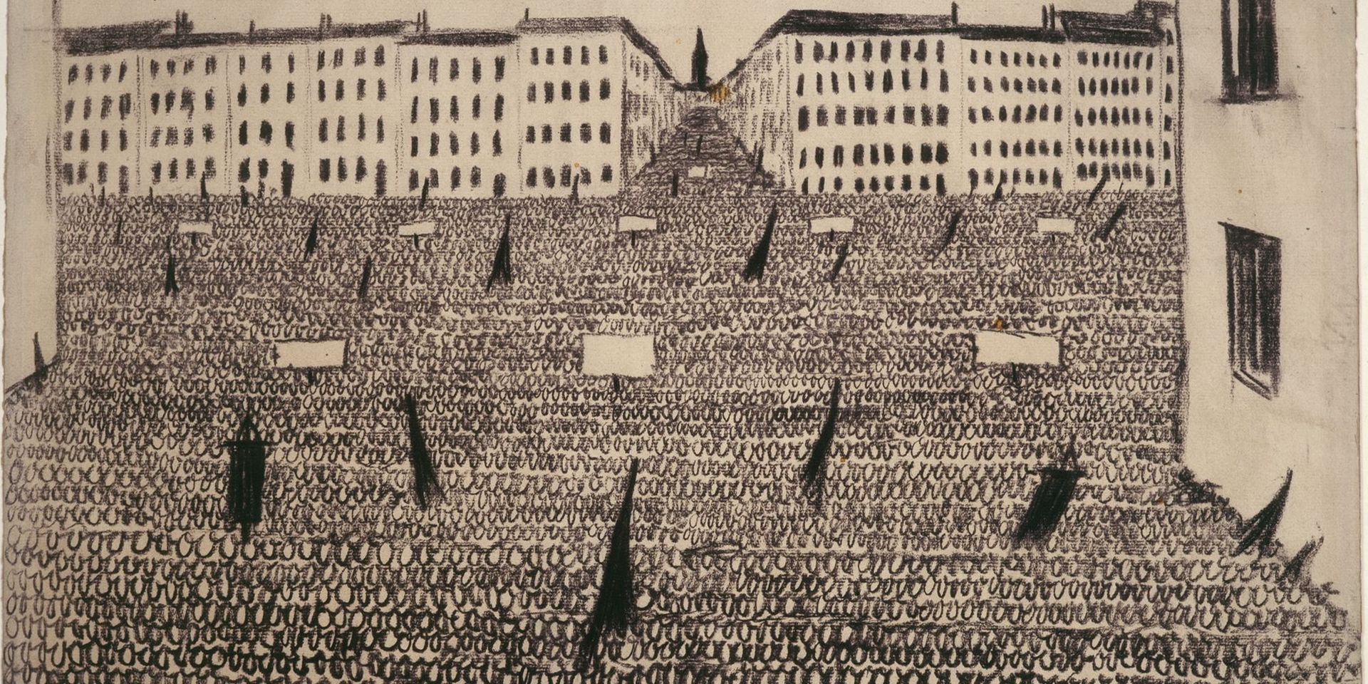 Werner Heldt, Meeting (Aufmarsch der Nullen), 1933-1935