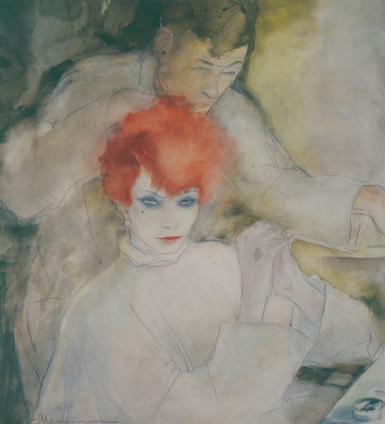 Zeichnung von Jeanne Mammen, Aquarell und Bleistift auf Papier, 34,7 x 31 cm