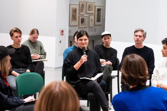 The Art Educator's Talk am 17.10.19 in 207m², Moderation: Gila Kolb und Konstanze Schütze, Gäste: Christiane Hamacher, Paula Marie Kanefendt und Marie Newid, © Foto: Harry Schnitger