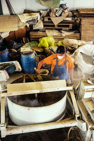 Photo: Mixing the clay