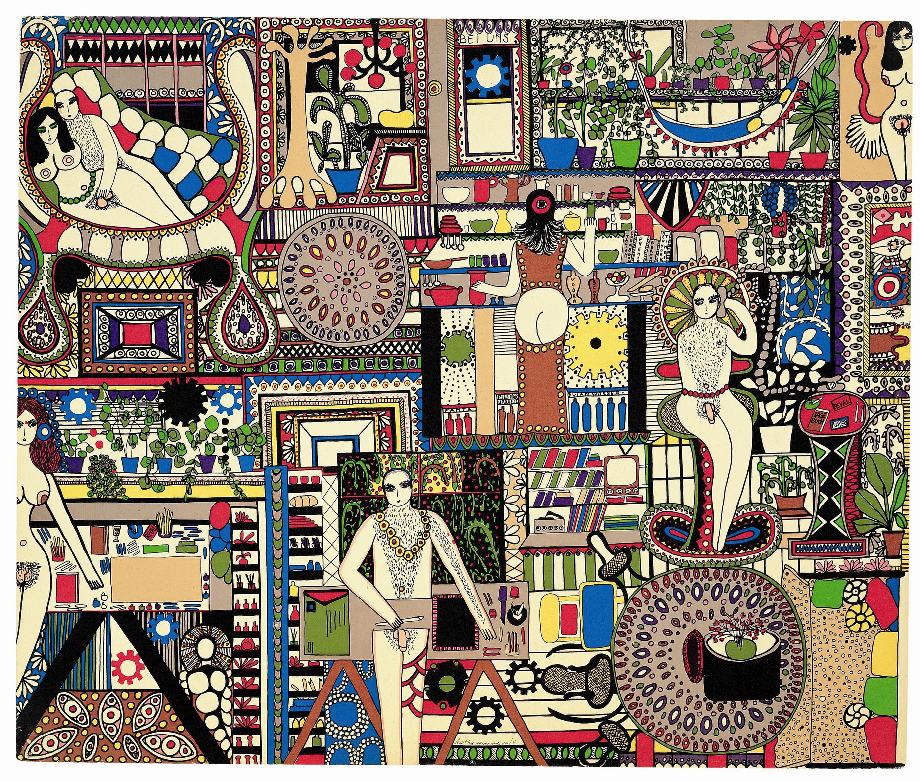 Druck von Dorothy Iannone, Farbsiebdruck auf Papier, 72,5 x 87 cm