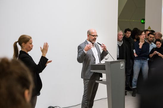 Eröffnung der Ausstellung "Carsten Nicolai. Tele" in der Berlinischen Galerie, 22.3.2018, Foto: Harry Schnitger