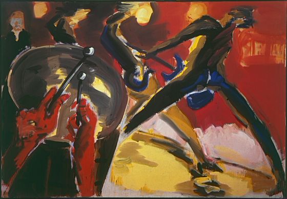 Gemälde von Rainer Fetting, Leimfarbe auf Leinwand, 200 x 290 cm