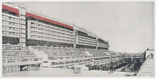 Zeichnung von Georg Heinrichs, Faserstift über Silbergelatine auf Celluloseacetat, 49,5 x 99,5 cm