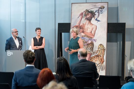 Thomas Köhler (Direktor der Berlinischen Galerie), Stefanie Heckmann (Leitung Sammlung Bildende Kunst, Berlinische Galerie), Monika Grütters (Kulturstaatsministerin) 
