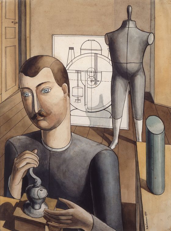 Raoul Hausmann, Kutschenbauch dichtet, 1920, Musée d‘art moderne et contemporain Saint-Étienne Métropole, © VG Bild-Kunst, Bonn 2025, Repro: © Musée d’art moderne et contemporain de Saint-Etienne Métropole/Yves Bresson