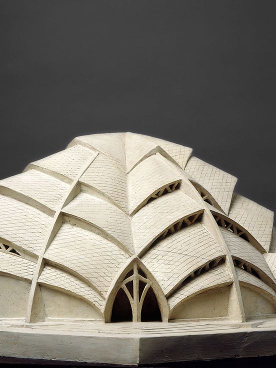Architecture model by Otto Bartning, wood and plaster, 42,5 x 80 x 79 cm
