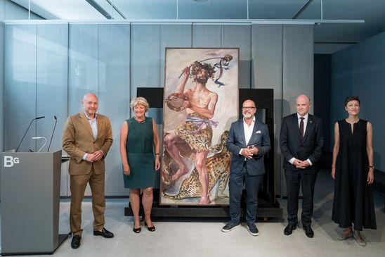 Jens-Rainer Jänig, Vorsitzender des Fördervereins der Berlinischen Galerie; Monika Grütters, Kulturstaatsministerin; Thomas Köhler, Direktor der Berlinischen Galerie; Gerry Woop, Staatssekretär für Europa und Stefanie Heckmann, Leitung Sammlung Bildende Kunst, Berlinische Galerie