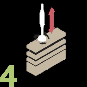 Figure 4: Graphic illustration of the compacting process of the now moulded clay block.