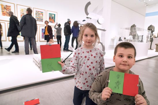 Kindervernissage zur Ausstellung "Eduardo Paolozzi. Lots of Pictures, Lots of Fun" in der Berlinischen Galerie, 11.2.2018, Foto: Barbara Antal