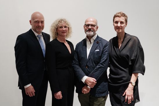 Jens-Rainer Jänig, Chairman of the Board Förderverein Berlinische Galerie e.V., Tone Hansen, Director MUNCH, Dr. Thomas Köhler, Director Berlinische Galerie and Dr. Stefanie Heckmann, Head of the Fine Arts Department and curator of the exhibition (from left to right)