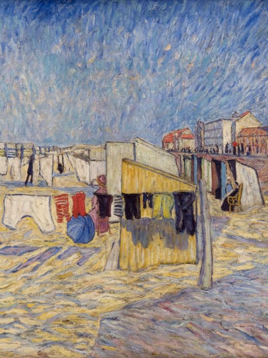 Theo von Brockhusen, Strand mit Badekarren, um 1909