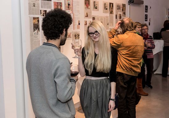 Eröffnung der Ausstellung von Christine Streuli, Fred-Thieler-Preisträgerin 2017, 17.3.2017, Foto: Harry Schnitger