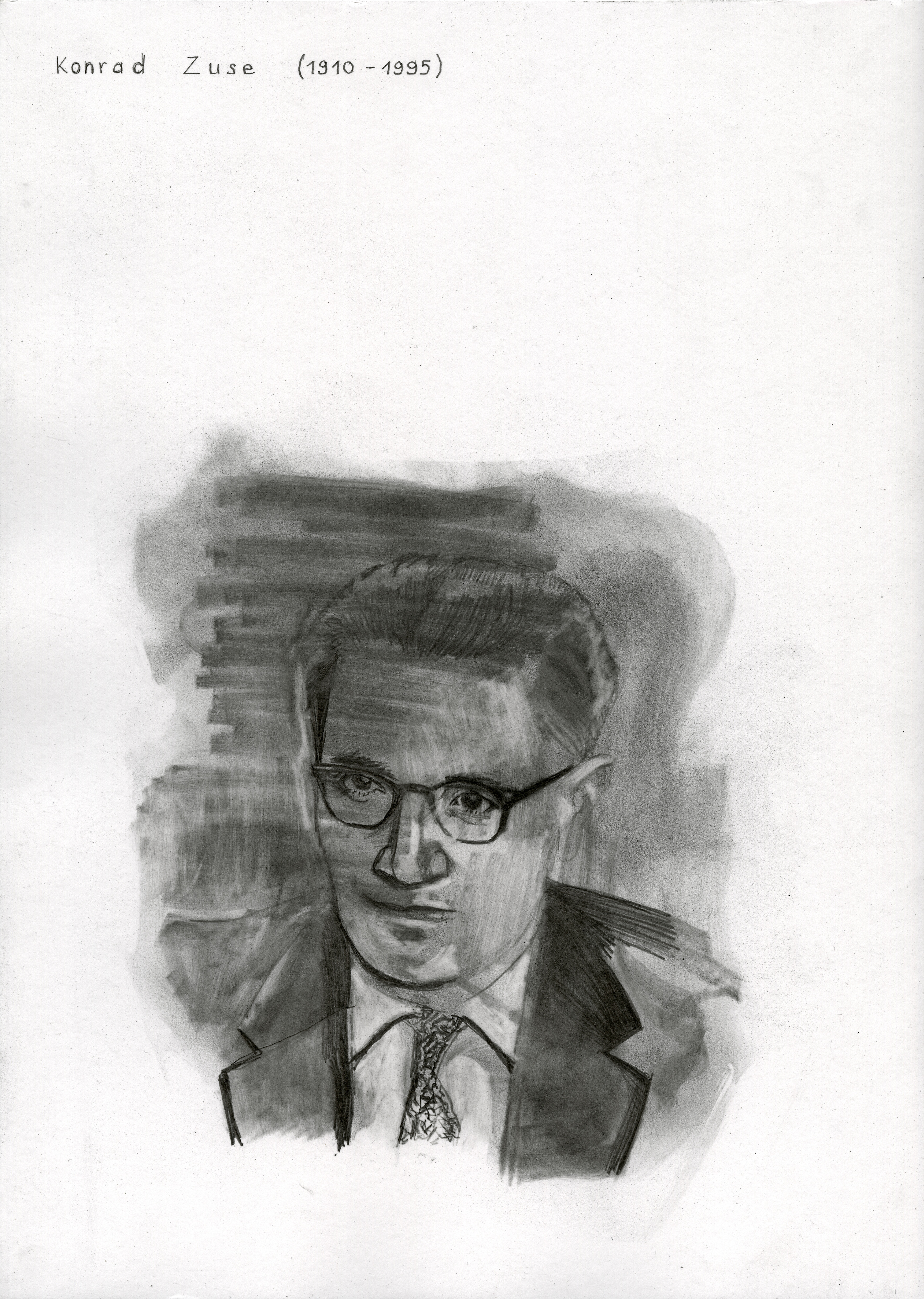 Marc Bauer, Konrad Zuse, 2020, Zeichnung, Bleistift auf Papier, 60 cm x 42 cm, © Marc Bauer. Courtesy the artist and Galerie Peter Kilchmann Marc Bauer, Konrad Zuse, 2020, Zeichnung, Bleistift auf Papier, 60 cm x 42 cm, © Marc Bauer. Courtesy the artist and Galerie Peter Kilchmann