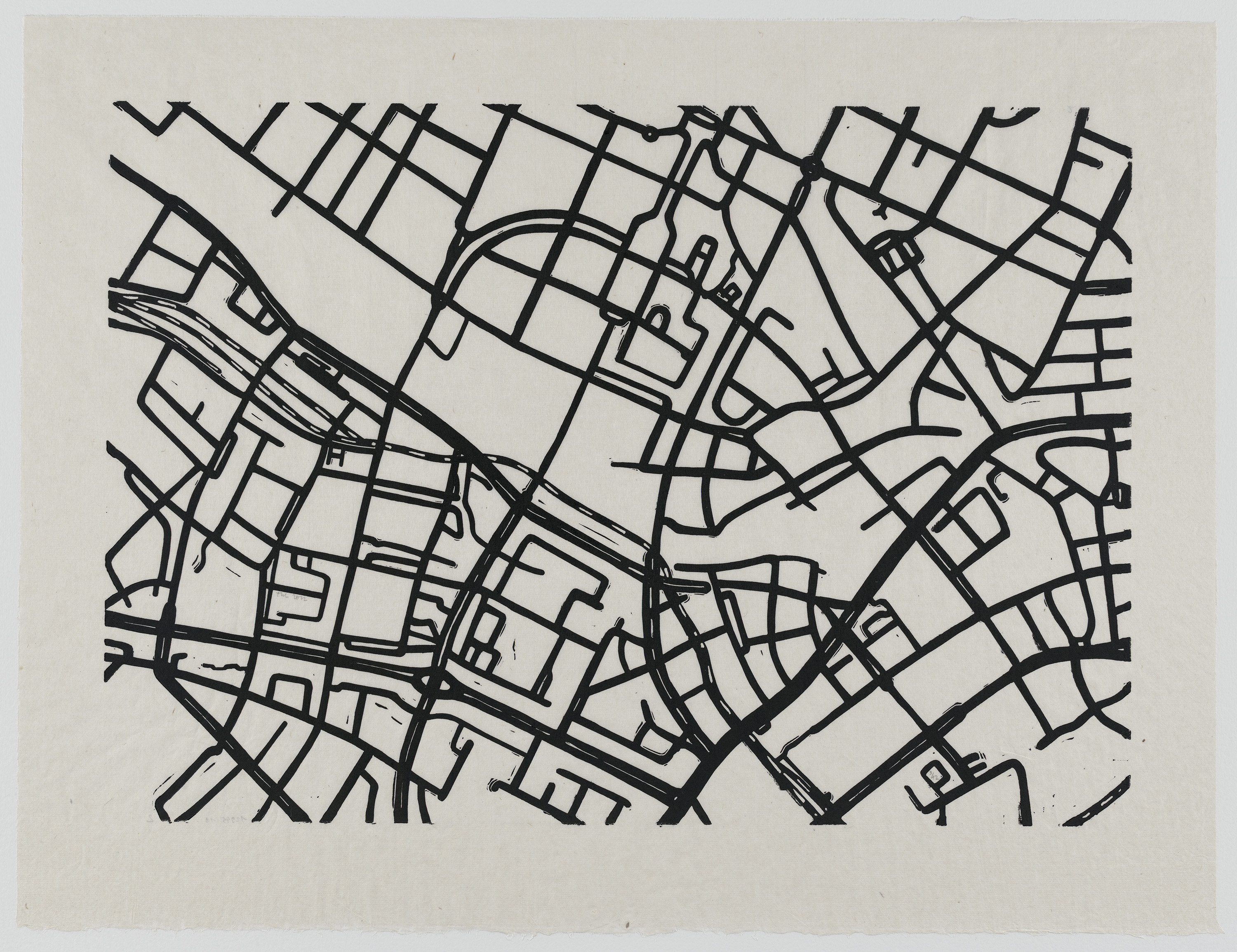 Theresa Lükenwerk, Maps of Berlin 2/10, 2013/14, Linolschnitt auf Japanpapier, 54 x 70 cm, © VG Bild-Kunst, Bonn 2020, Foto: Anja Elisabeth Witte Theresa Lükenwerk, Maps of Berlin 2/10, 2013/14, Linolschnitt auf Japanpapier, 54 x 70 cm, © VG Bild-Kunst, Bonn 2020, Foto: Anja Elisabeth Witte