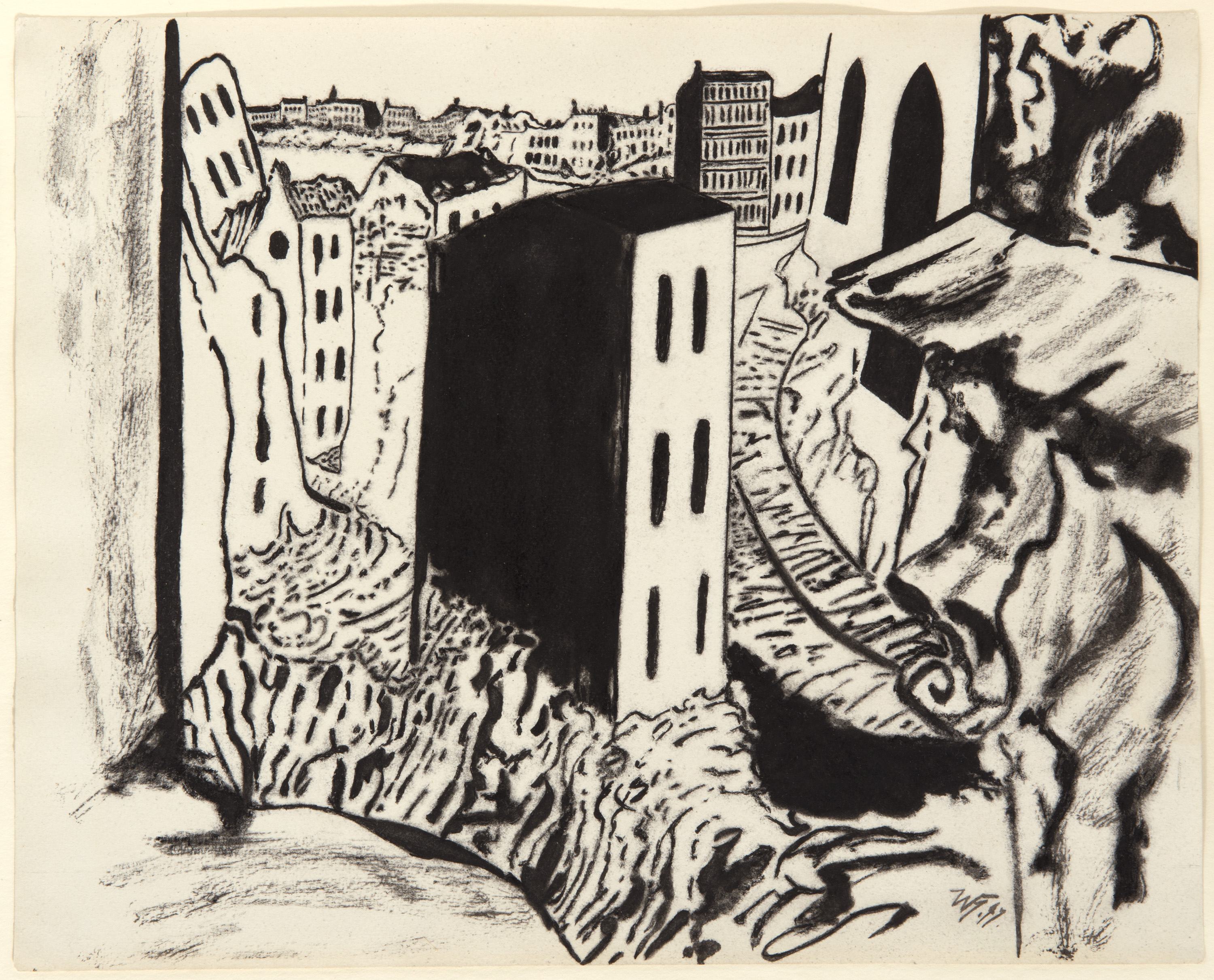 Werner Heldt, Trümmer, 1947, Tuschfeder und Tuschpinsel auf Velinpapier, 28 x 34,9 cm, © VG Bild-Kunst, Bonn 2020, Foto: Kai-Annett Becker Werner Heldt, Trümmer, 1947, Tuschfeder und Tuschpinsel auf Velinpapier, 28 x 34,9 cm, © VG Bild-Kunst, Bonn 2020, Foto: Kai-Annett Becker