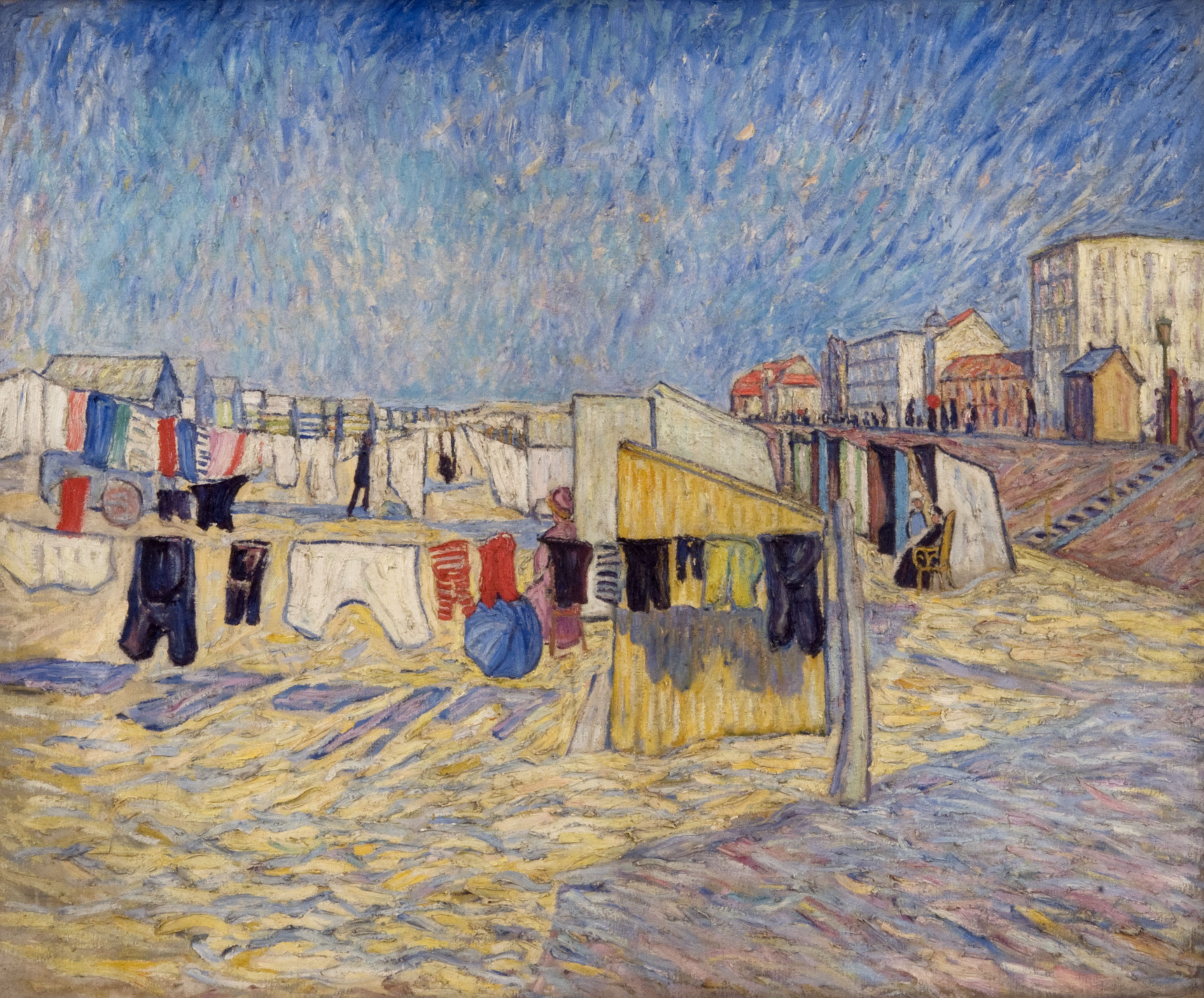 Theo von Brockhusen, Strand mit Badekarren, Knokke, um 1909, © Urheberrechte am Werk erloschen Theo von Brockhusen, Strand mit Badekarren, Knokke, um 1909, © Urheberrechte am Werk erloschen